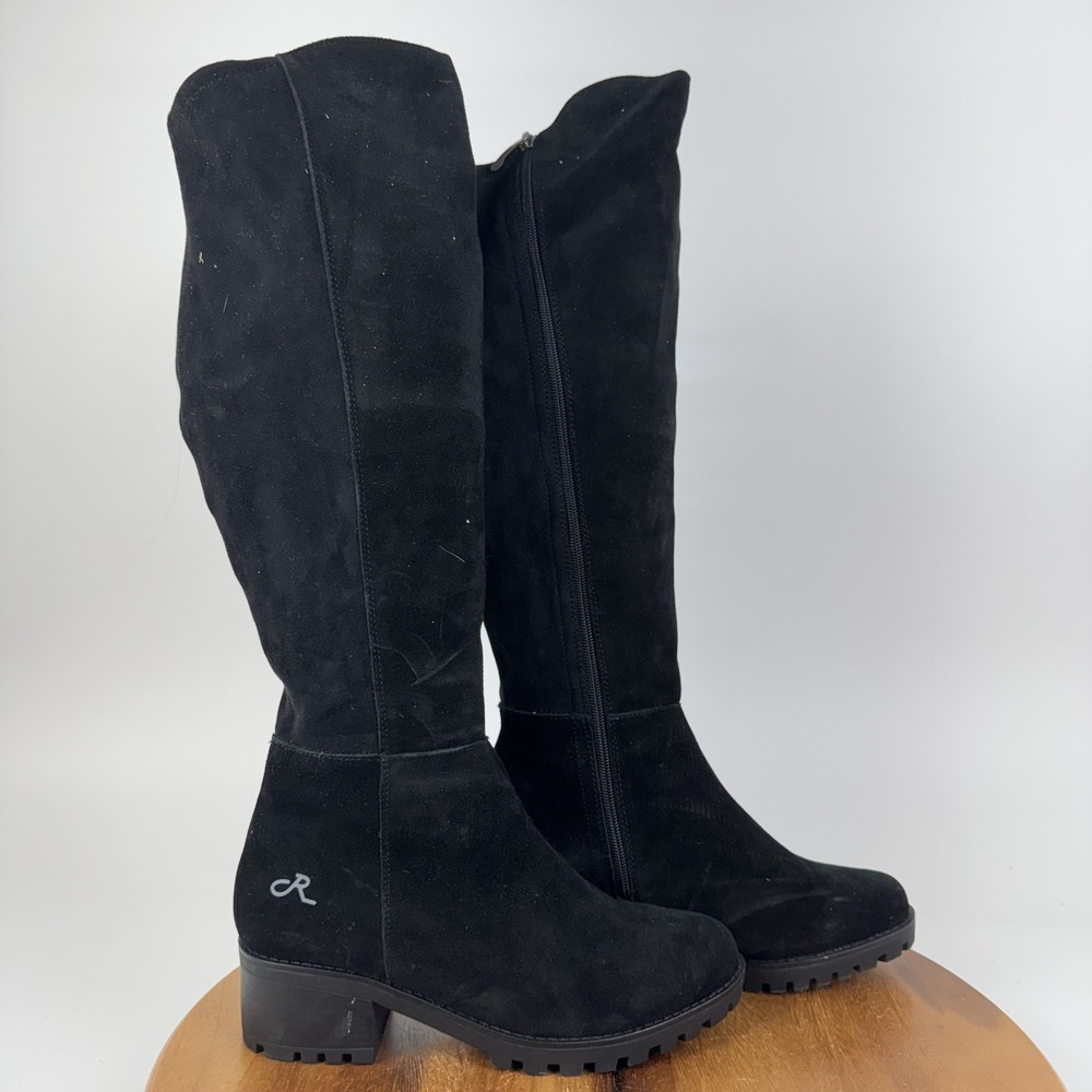 New Womens Religious Comfort Instalike Black Lug Sole Tall Riding Boots Size 9 M